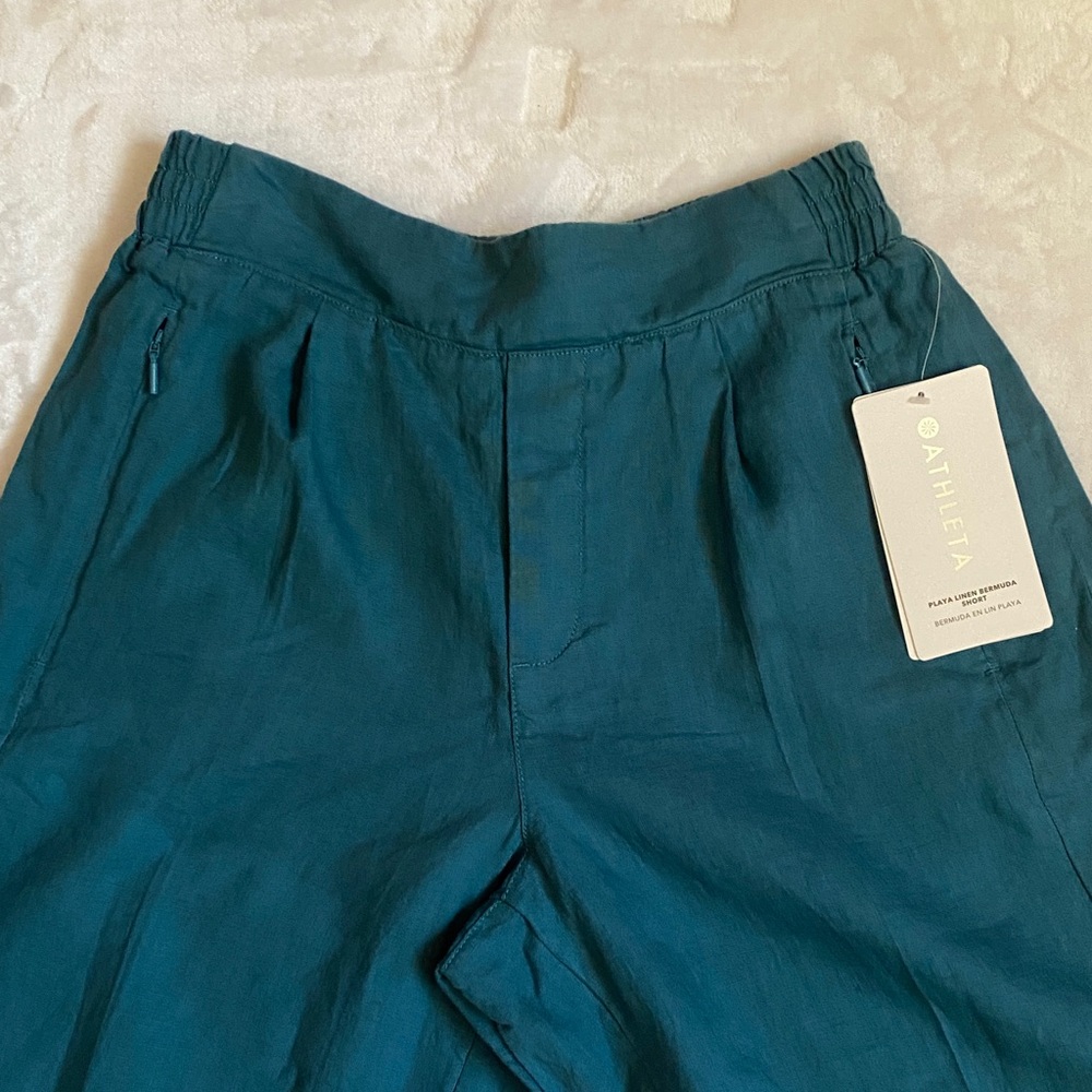 Athleta Teal Women's Flat Front Shorts - Picture 2 of 10